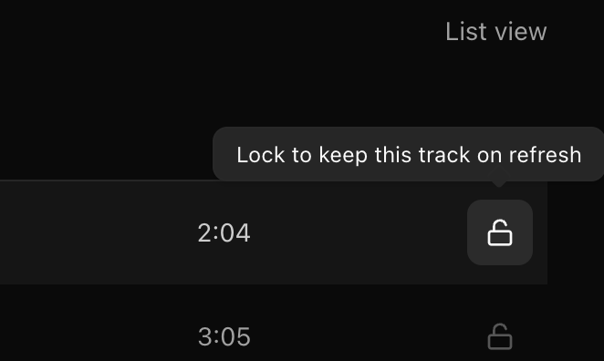 Lock tracks interface